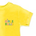 Organic Kids GIRLZ RULE T Shirt - Pastel Embroidery