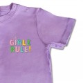 Organic Baby Girls T-Shirt - 'GIRLZ RULE' Embroidery