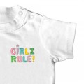 Organic Baby Girls T-Shirt - 'GIRLZ RULE' Embroidery