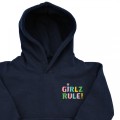 Girls Organic Hoodie - 'GIRLZ RULE!' Embroidery