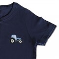 Organic Kids Tractor T Shirt - Pale Blue Embroidery