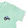 Organic Kids Tractor T Shirt - Pale Blue Embroidery