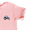 Organic Kids Tractor T Shirt - Pale Blue Embroidery