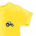 Organic Kids Tractor T Shirt - Pale Blue Embroidery