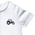 Baby Kids Organic Tractor T Shirt - Pale Blue Embroidery