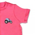 Baby Kids Organic Tractor T Shirt - Pale Blue Embroidery
