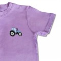 Baby Kids Organic Tractor T Shirt - Pale Blue Embroidery