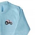 Girls Tractor Jumper - Blush Pink Embroidery