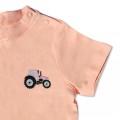 Baby Girls Tractor T Shirt - Blush Pink Embroidery