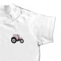 Baby Girls Tractor T Shirt - Blush Pink Embroidery