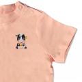 Baby Girls Organic Cow T Shirt - Pink Embroidery