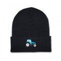 Kids Tractor Beanie Hat - Blue Embroidery