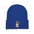 Kids Boy Cow Beanie Hat - Blue Embroidery