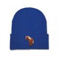 Kids Standing Horse Beanie Hat - Brown Embroidery