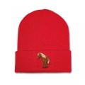 Kids Standing Horse Beanie Hat - Brown Embroidery