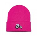 Kids Tractor Beanie Hat - Lilac Embroidery