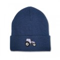 Kids Tractor Beanie Hat - Lilac Embroidery