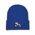Kids Tractor Beanie Hat - Lilac Embroidery