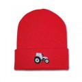 Kids Tractor Beanie Hat - Lilac Embroidery