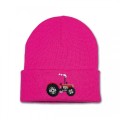 Kids Vintage Tractor Beanie Hat - Red Embroidery