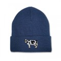 Kids Dairy Cow Beanie Hat - Black Embroidery