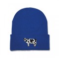 Kids Dairy Cow Beanie Hat - Black Embroidery