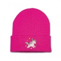 Girls Unicorn Beanie Hat - White Embroidery