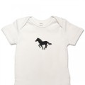 Organic Baby Body Suit - Running Black Horse Embroidery