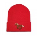 Kids Running Horse Beanie Hat - Brown Embroidery