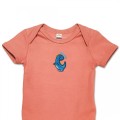 Organic Baby Body Suit - Blue Dinosaur Embroidery