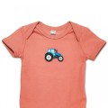 Organic Baby Body Suit - Blue Tractor Embroidery