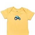 Organic Baby Body Suit - Blue Tractor Embroidery