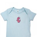Organic Baby Body Suit - Bright Pink Dinosaur Embroidery
