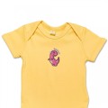 Organic Baby Body Suit - Bright Pink Dinosaur Embroidery