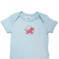 Organic Baby Body Suit - Bright Pink Unicorn Embroidery