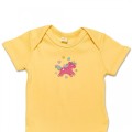 Organic Baby Body Suit - Bright Pink Unicorn Embroidery