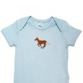 Organic Baby Body Suit - Running Brown Horse Embroidery