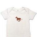 Organic Baby Body Suit - Running Brown Horse Embroidery