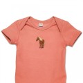 Organic Baby Body Suit - Brown Horse Embroidery