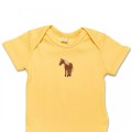 Organic Baby Body Suit - Brown Horse Embroidery