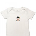 Organic Baby Girls Body Suit - Cartoon Cow Embroidery