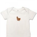 Organic Baby Body Suit - Chicken Embroidery No 3