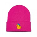 Kids Cool Duck Beanie Hat - Yellow Embroidery