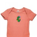 Organic Baby Body Suit - Green Dinosaur Embroidery