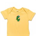 Organic Baby Body Suit - Green Dinosaur Embroidery