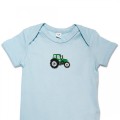 Organic Baby Body Suit - Green Tractor Embroidery