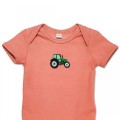 Organic Baby Body Suit - Green Tractor Embroidery