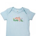 Organic Baby Body Suit - Leaping Bunny Embroidery