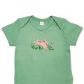 Organic Baby Body Suit - Leaping Bunny Embroidery