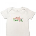 Organic Baby Body Suit - Leaping Bunny Embroidery